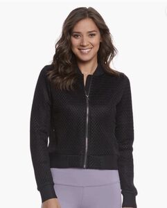 ALO YOGA sz Small? Myth Jacket Textured Scuba Material Bomber Full Zip Pockets